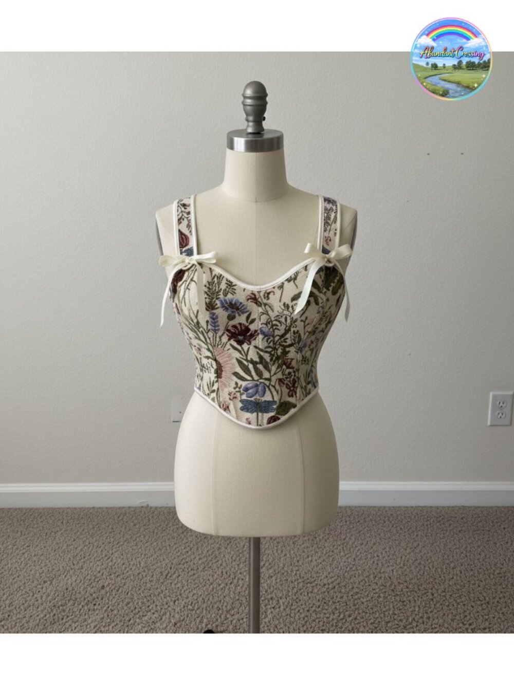 Floral Corset Top Sweetheart Neckline Fishbone Bustier Renaissance